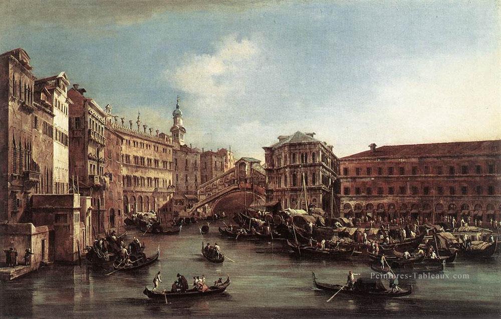 Le Pont du Rialto avec le Palazzo dei Camerlenghi école vénitienne Francesco Guardi Peintures à l'huile